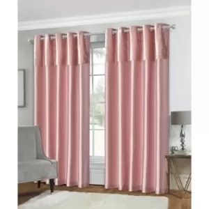 image of Isabella Rose Olivia Velvet Top Eyelet Curtains - Blush - 167cm (66") X 137cm (54") TJ Hughes