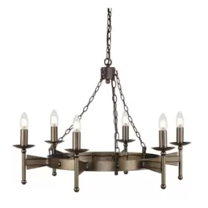 Image of 6 Bulb Chandelier Hanging Pendant LIght Old Bronze LED E14 60W Bulb