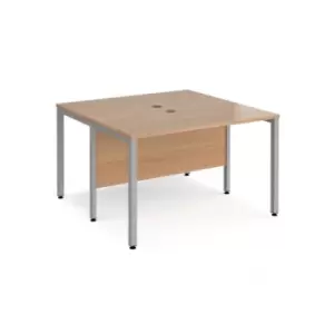 image of Office Desk 2 Person Rectangular Desk 1200mm Beech Tops With Silver Frames 1200mm Depth Maestro 25