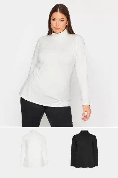 Image of Yours 2 Pack Long Sleeve Turtle Neck Tops Black