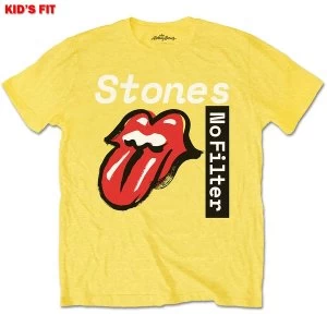 Image of The Rolling Stones - No Filter Text Kids 11 - 12 Years T-Shirt - Yellow