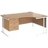 image of Dams International Right Hand Ergonomic Desk MC16ERP3WHB 1,600 x 1,200 x 725 x 800 - 990 mm