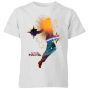 Image of Captain Marvel Nebula Flight Kids T-Shirt - Grey - 11-12 Years