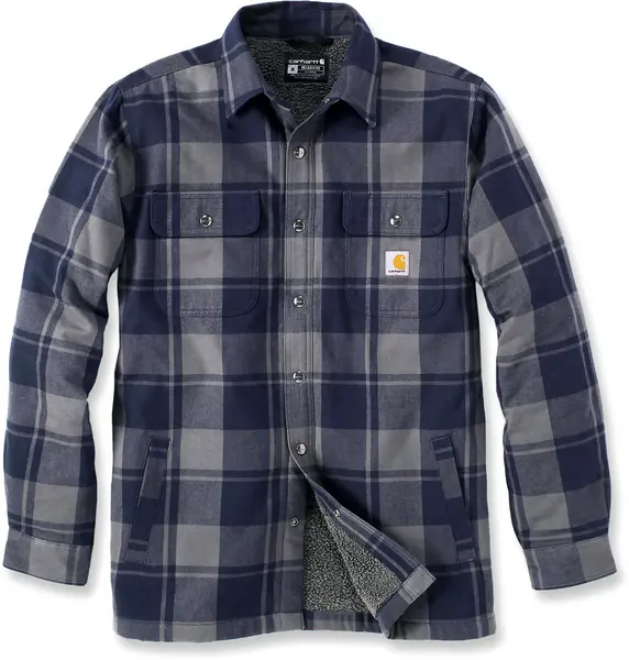 Image of Carhartt Heavyweight Flannel Sherpa Shirt, blue, Size 2XL