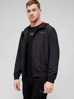 Image of HUGO Benjoe Hooded Jacket - Black, Size 2XL, Men
