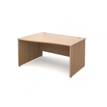 Image of Maestro 25 PL Left Hand Wave Desk 1400mm - Beech Panel Leg Design