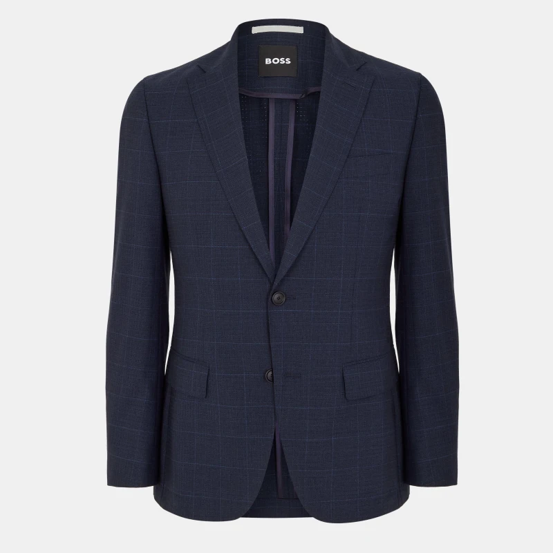 Image of Boss Mens Check 2 Piece Suit Dark Blue male 38 (48)