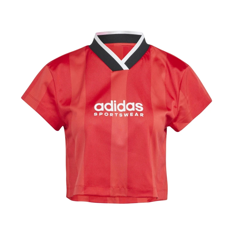 Image of adidas Tiro Colorblock Crop T-Shirt Womens - Red Red 2XS