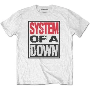 image of System Of A Down - Triple Stack Box Mens Large T-Shirt - White