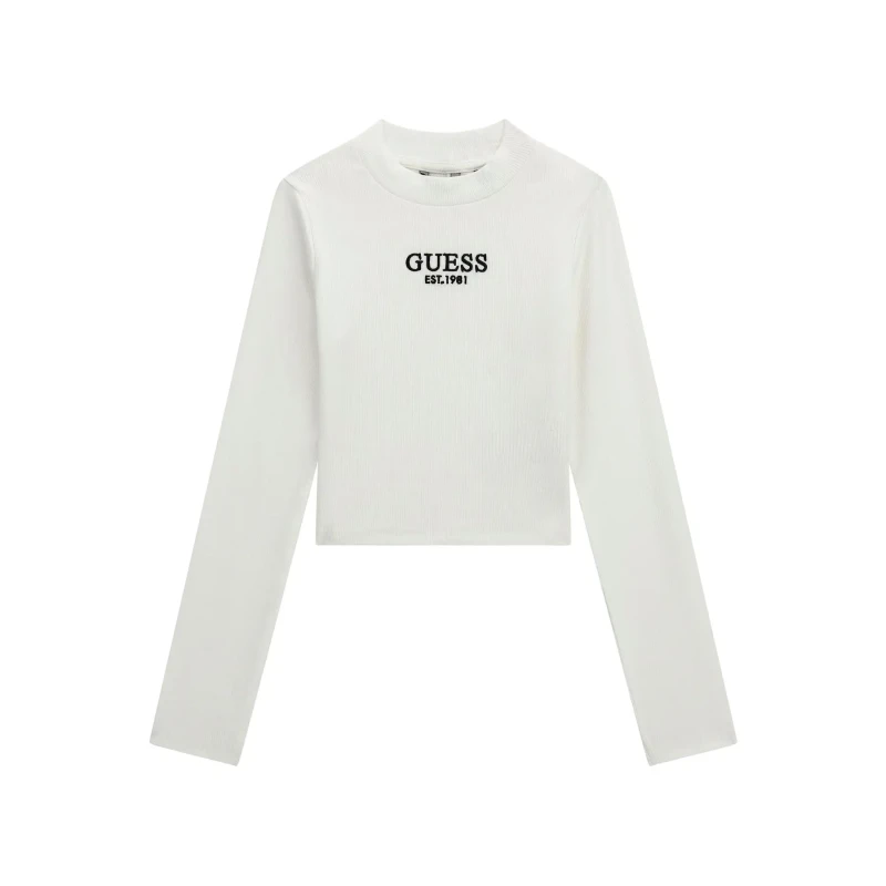 Image of Guess Girls long-sleeve ribbed stretch T-Shirt Guess Blanc Female 16 ans