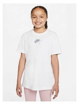 image of Nike Air Girls NSW Boyfriend Short Sleeve T-Shirt - White, Size L, Women