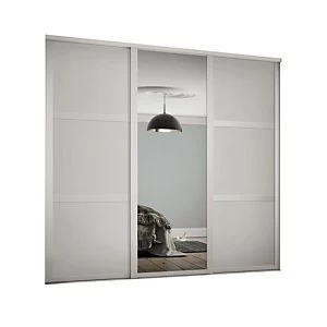 image of Spacepro 610mm White Shaker frame 3 panel & 1x Single panel Mirror Sliding Wardrobe Door Kit