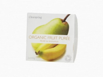 image of Clearspring Organic Pear & Banana Puree Pack of Two 100g