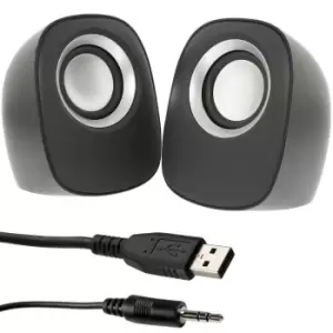 image of QUALITY Black 2.0 PC Laptop Stereo Surround Speaker System Active Media Tablet