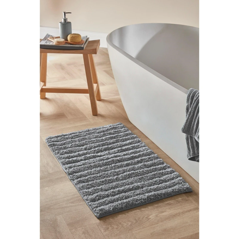 Image of Homelife Super Soft Ribbed Bath Mat - Grey Grey One Size