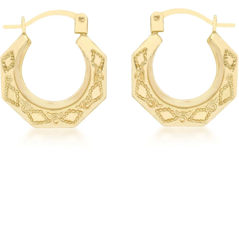 Image of Be You 9ct Gold Mini Patterned Hoops Gold female One Size