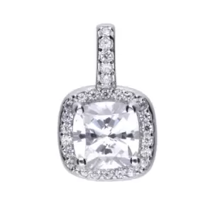 image of Sterling Silver Pendant With Pave Set Square Shaped White Zirconia