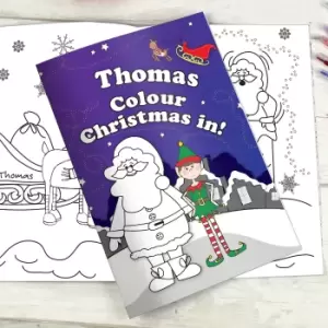 Image of Personalised It's Christmas Elf Colouring Book Blue
