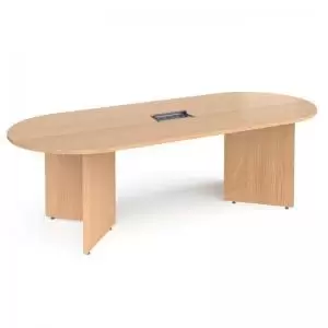 image of Arrow head leg radial end boardroom table 2400mm x 1000mm in beech