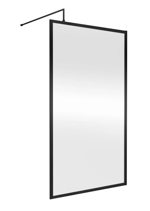 Image of Balterley 8mm Wetroom Screen & Support Bar: 1100mm, Black Unisex