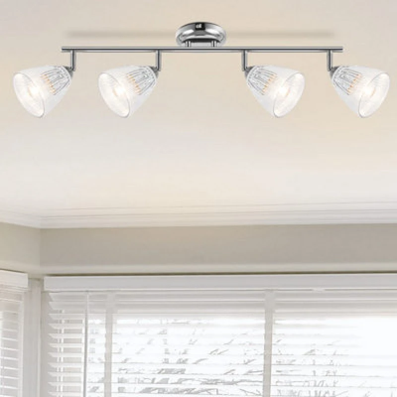 Image of Cosylyte Athella Bathroom 4 Light Modern Ribbed Glass Spotlight - Chrome Base