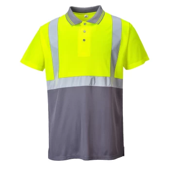 Image of Portwest Mens Two Tone Class 1 Hi Vis Polo Shirt Yellow / Grey 2XL