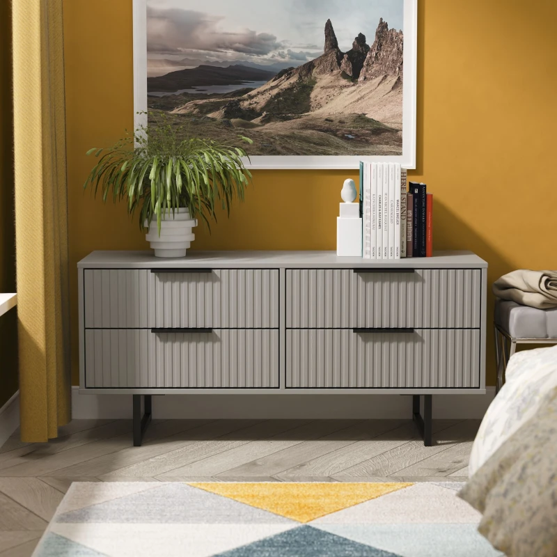 Image of Ready Assembled 2 U Menai 4 Drawer Bed Box (Ready Assembled) in Dark Grey Dark Grey Unisex