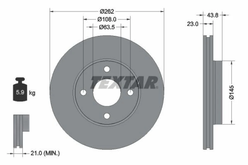 Image of Brake disc TEXTAR 92292703