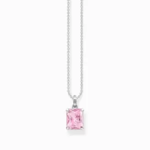 image of Sterling Silver Pink Stone Necklace KE1964-051-9