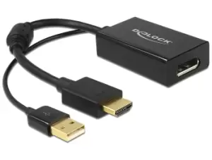 DeLOCK 0.245m HDMI+USB2.0-A/DisplayPort 0.254 m HDMI + USB Black