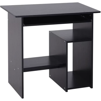 image of Homcom - Compact Small Computer Table Wooden Desk Keyboard Tray Storage Shelf Modern Corner Table Home Office Black