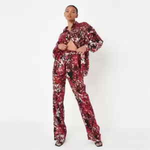 Missguided Wide Leg Trousers Cord Floral - Multi