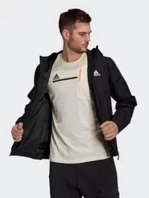 image of adidas Bsc 3-stripes Rain.rdy Jacket, Black Size M Men