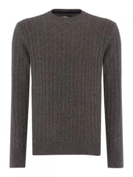 image of Mens Barbour Essential cable crew neck jumper Grey Marl