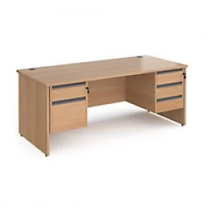 Image of Dams International Straight Desk with Beech Coloured MFC Top and Graphite Frame Panel Legs and Two & Three Lockable Drawer Pedestals Contract 25 1800