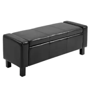 image of Homcom 40X106Cm PU Faux Leather Storage Ottoman 4 Feet Flip Lid Padding Dark Brown