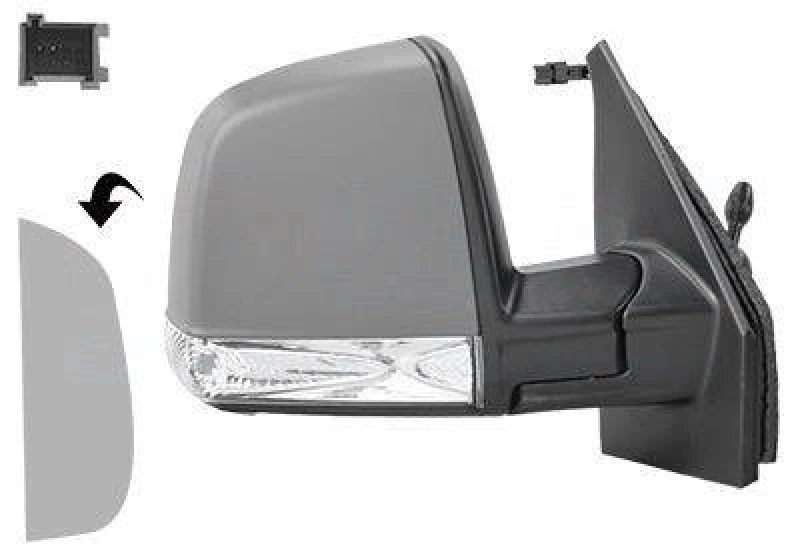 Image of VAN WEZEL 1639814 Wing mirror * HAGUS * Right, black, with temperature sensor, primed Outside Mirror (50)