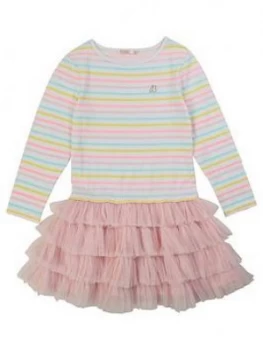 Image of Billieblush Girls Long Sleeve Stripe Tutu Dress - Multi, Size 8 Years, Women