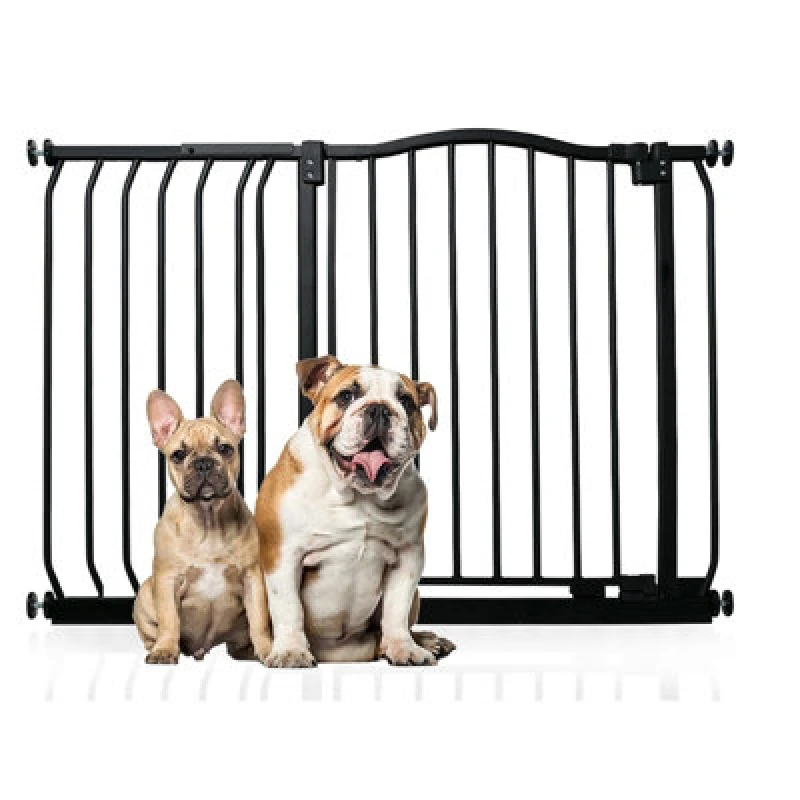 Image of Bettacare Curved Top Dog Gate, 107Cm - 116Cm, Matt Black, Pressure Fit Pet Gate For Dog And Puppy, Pet And Dog Barrier
