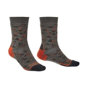 Image of Bridgedale HIKE Midweight Merino Performance Pattern Mens - Large Brown / Orange