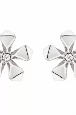 Ladies Karen Millen Silver Plated Petite Geo Flower Stud Earring KMJ1102-01-02