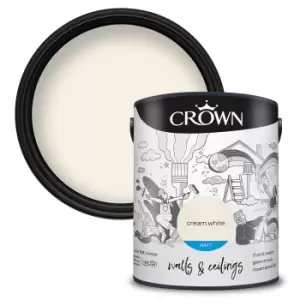 image of Crown Breatheasy Cream White - Matt Emulsion Paint - 5L