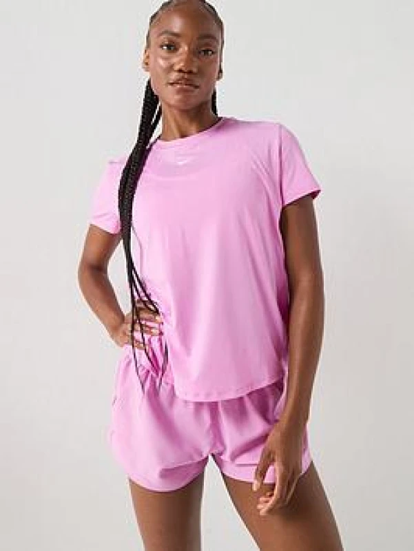 Image of Nike Dri-FIT One Womens Standard Fit Short-Sleeve Top - Pink Female 10