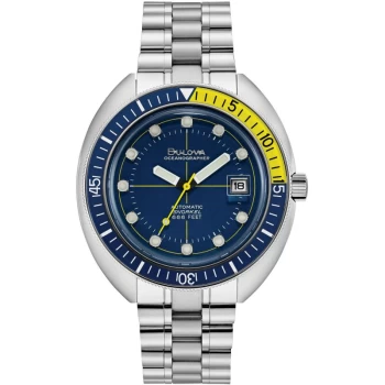 Image of Mens Bulova 98B345 Blue Silicone Strap Wristwatch Colour - Silver Tone