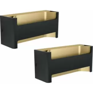 Image of 2 pack Wall Light Colour Black Gold Shade Transparent Plastic LED 10W Included