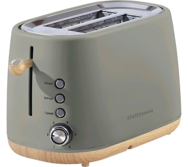 Image of STATESMAN Scandi SKT05090GR 2-Slice Toaster - Brown & Green, Brown,Green 5016368015797