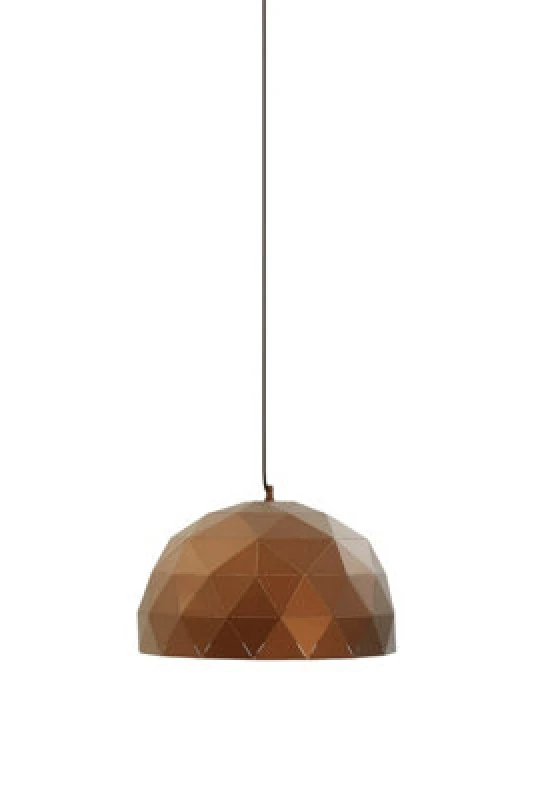 Image of Orsina Medium Coffee Dome Pendant Light, Metallic Coffee Shade With Gold Interior, Geometric Ceiling Light