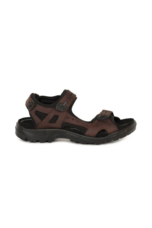 Image of ECCO Ecco Men 'Yucatan' Rip Tape Fastening Sandals in Chocolate Size: 7.5 Chocolate 7.5 Male 0194891433914