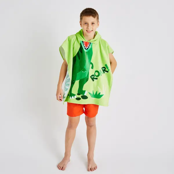 Image of Dinosaur Poncho Towel Green