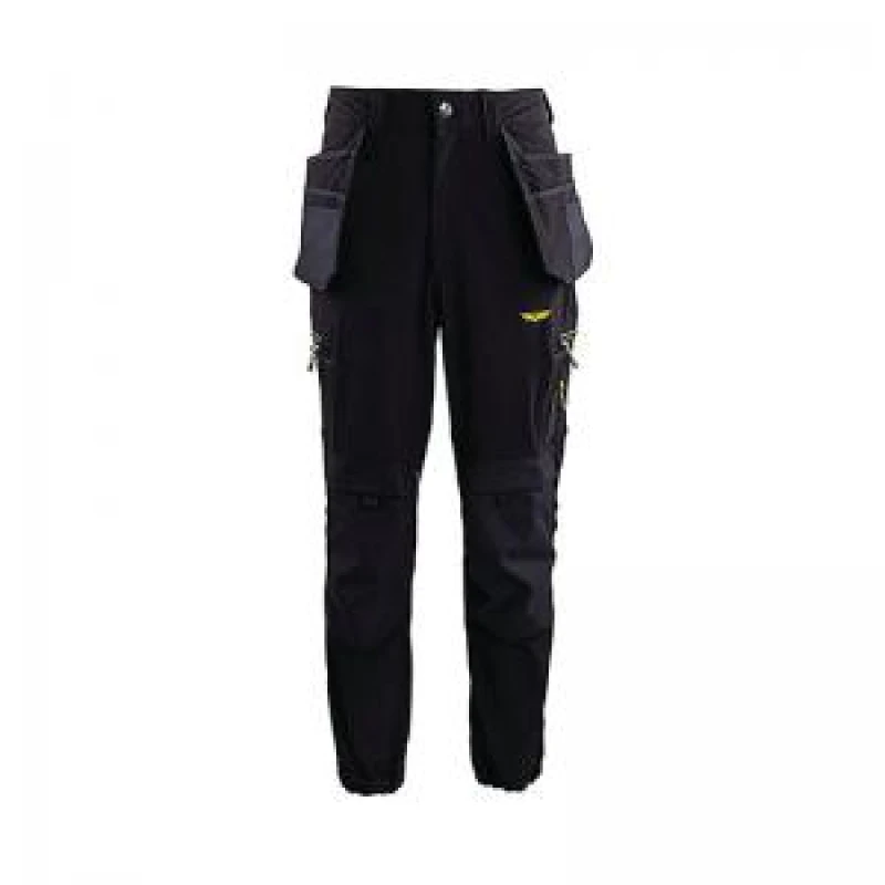 Image of Trojan Trojan Tech Mens Black Cargo Trousers with Holster Pockets L 18L5505